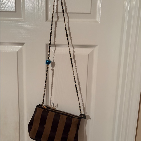 Fendi Handbags - Fendi Brown and Black Striped pouch - with insert, chain and bag prot